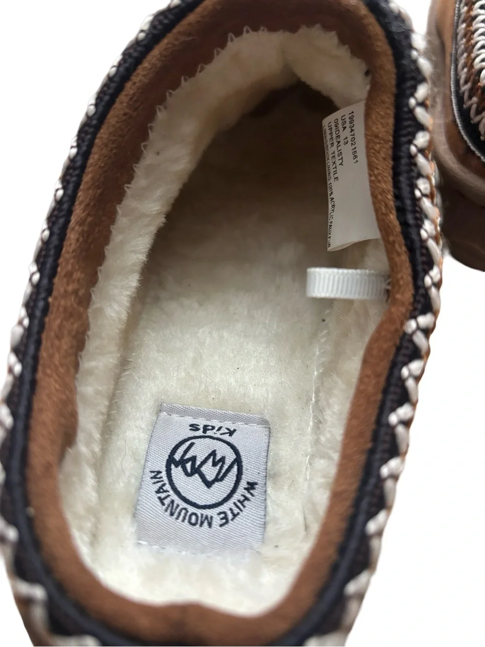White Mountain Kids Brown Suede Slip-On Clog with Braided Trim (unisex)